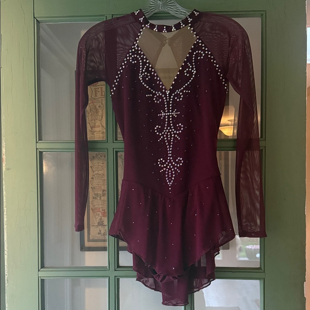 Brad Griffies Elegant Burgundy Dance/ice skating Costume with Rhinestones sz 4